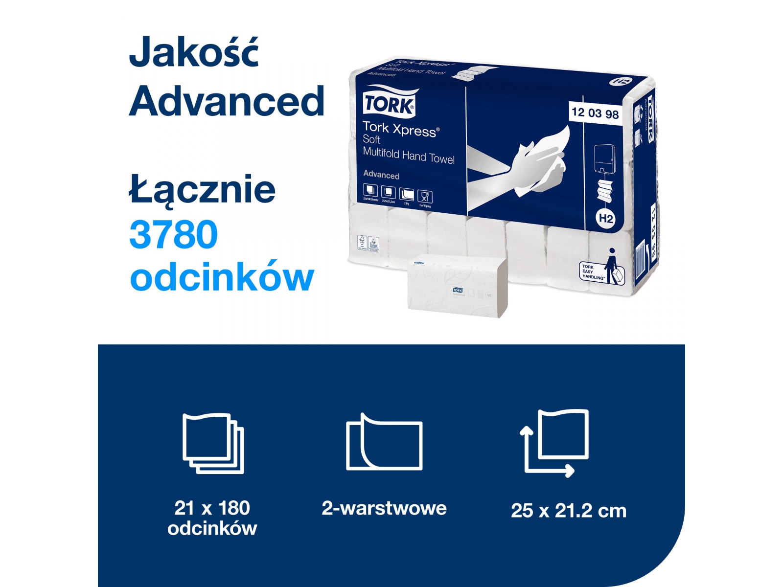 Ręcznik Multifold Tork 120398 H2 Xpress 3P 3780
